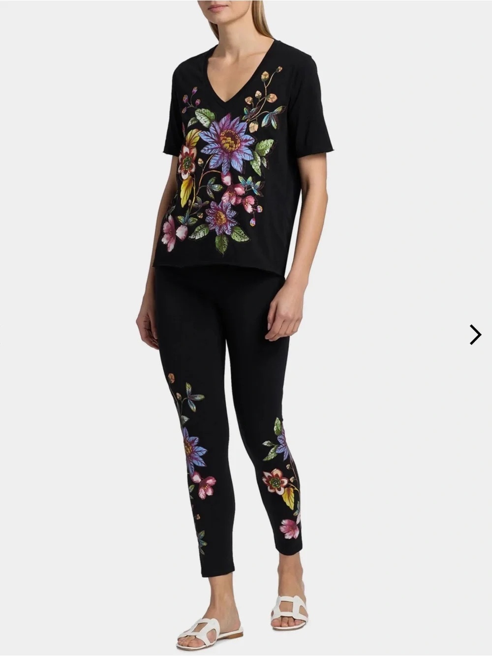 Johnny Was Aivy Raw Hem V- Neck Tee - Picture 4 of 10